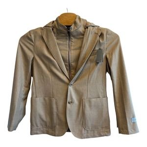 NWT Giasone Austin Hood Detachable Camel Twill Cotton‎ Casual Blazer Jacket 40